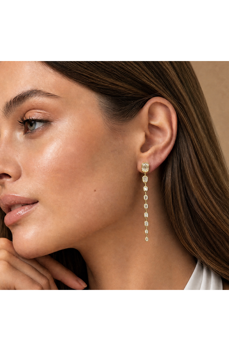 BY ADINA EDEN CZ Emerald Bezel Set Drop Stud Earring, Alternate, color, Gold