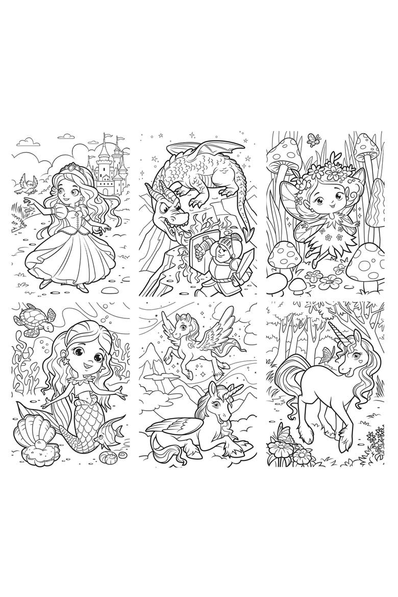 Magic & Fantasy Coloring Puzzles 6-Pack, Alternate, color, Multicolor
