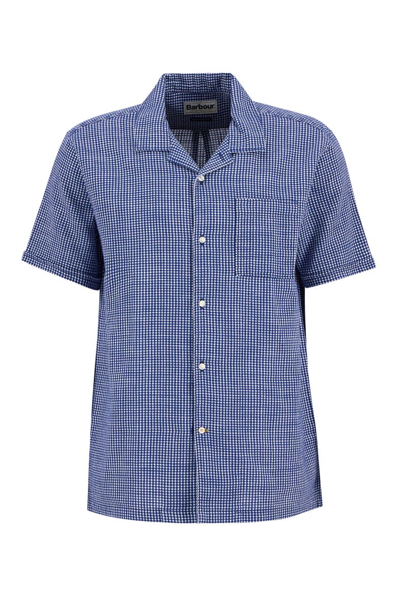 Rudbek Geo Jacquard Cotton Camp Shirt, Alternate, color, NAVY