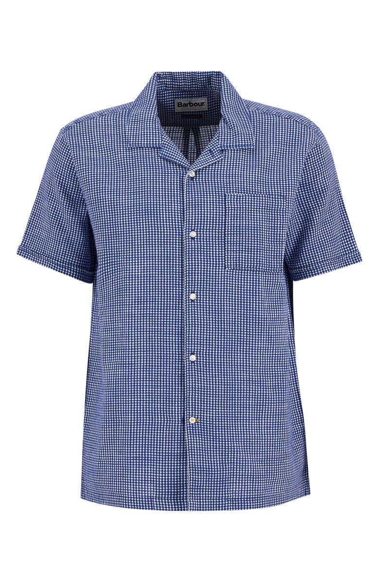 Barbour Rudbek Geo Jacquard Cotton Camp Shirt, Alternate, color, Navy