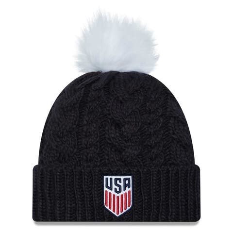Women's New Era Navy USMNT Pom Cuffed Knit Hat