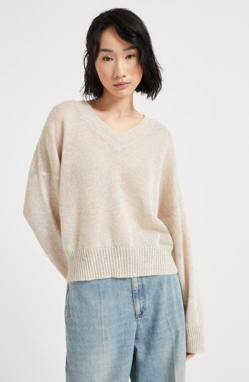 Brunello Cucinelli Women Mohair Sparkling Wool Sweater In Shell