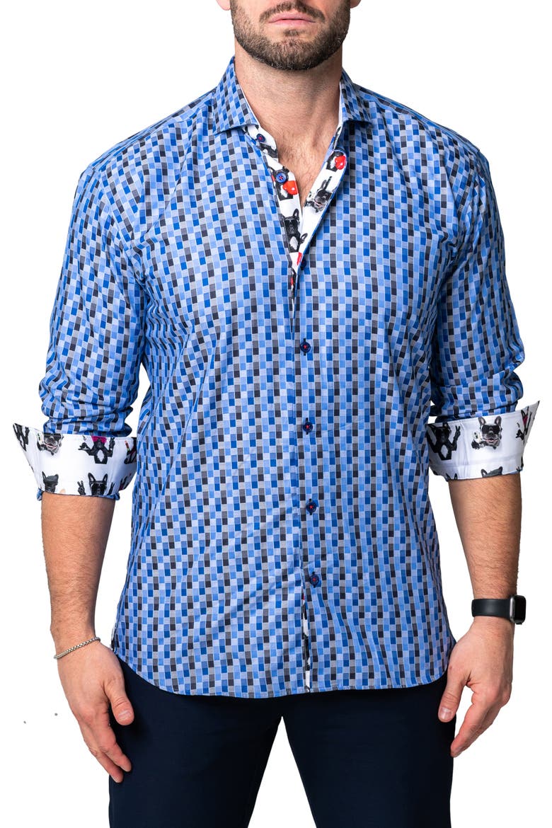 Einstein Burn Blue Button-Up Shirt, Alternate, color, BLUE
