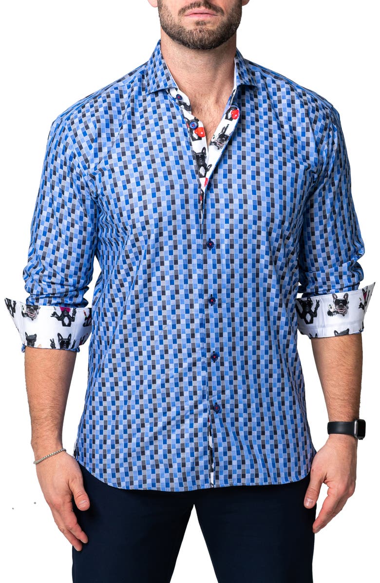 Maceoo Einstein Burn Blue Button-Up Shirt, Alternate, color, Blue