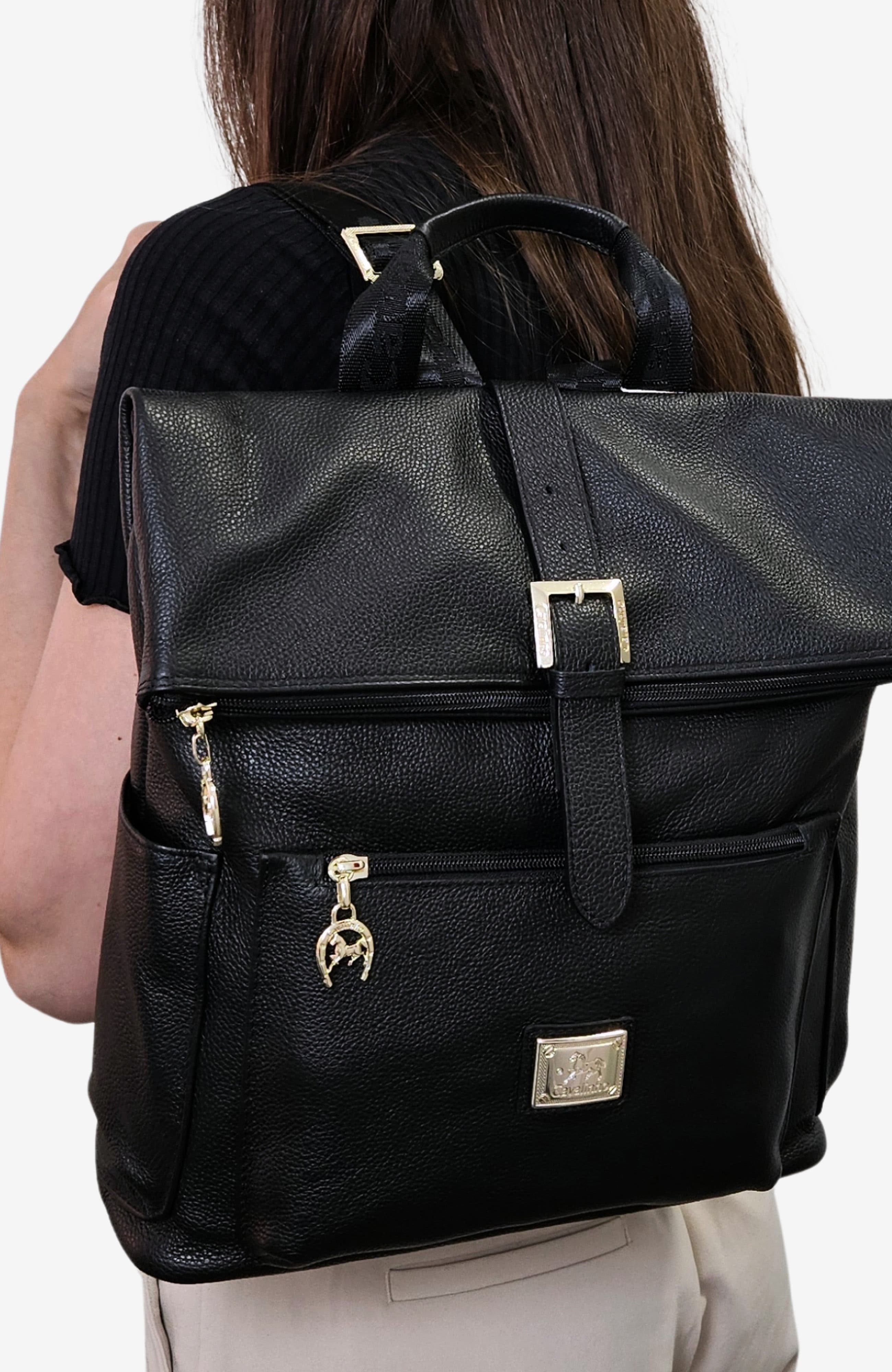Muse 415 Pebbled Leather Backpack, Alternate, color, Black