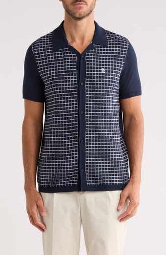 Grid Chainstitched Knit Camp Shirt