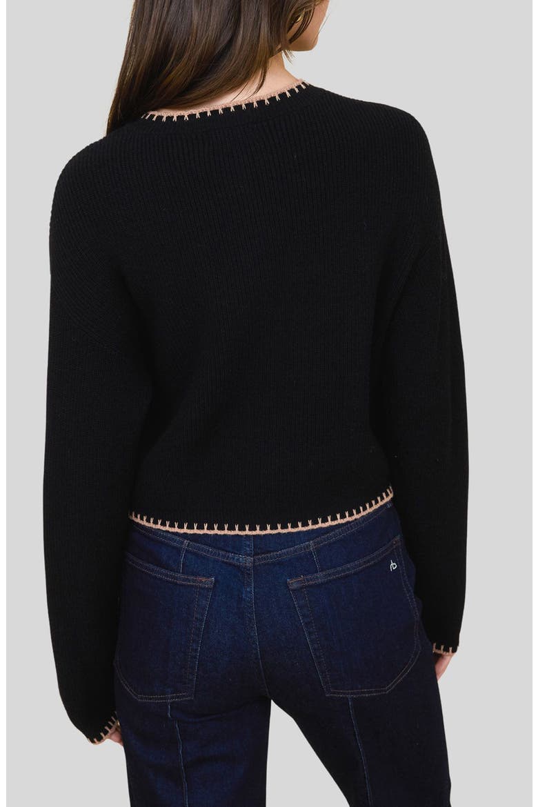 Contrast Stitch Button Front Cardigan, Alternate, color, BLACK