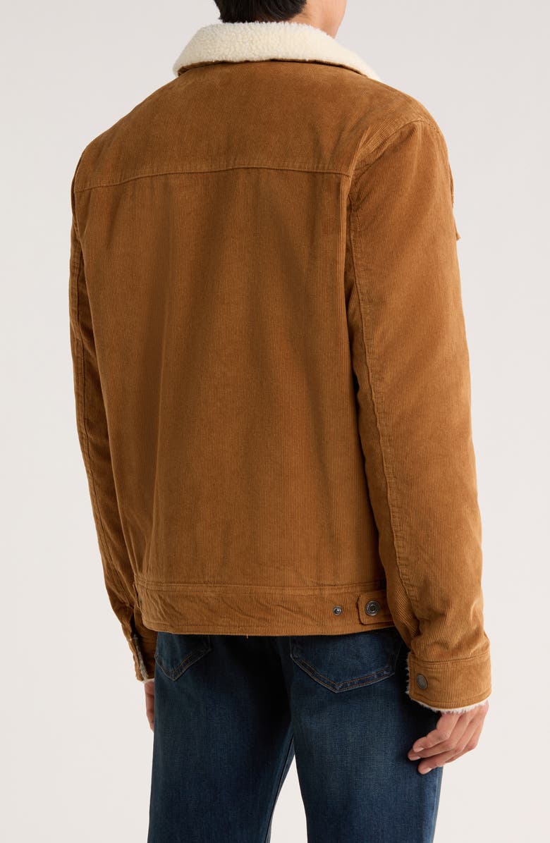 Lucky Brand Faux Shearling Lined Corduroy Trucker Jacket, Alternate, color, Honey