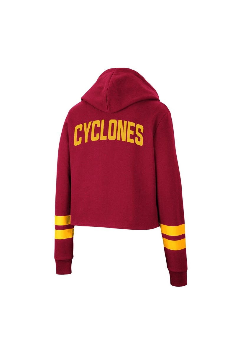COLOSSEUM Women's Colosseum Cardinal Iowa State Cyclones Throwback Stripe Cropped Pullover Hoodie, Alternate, color,