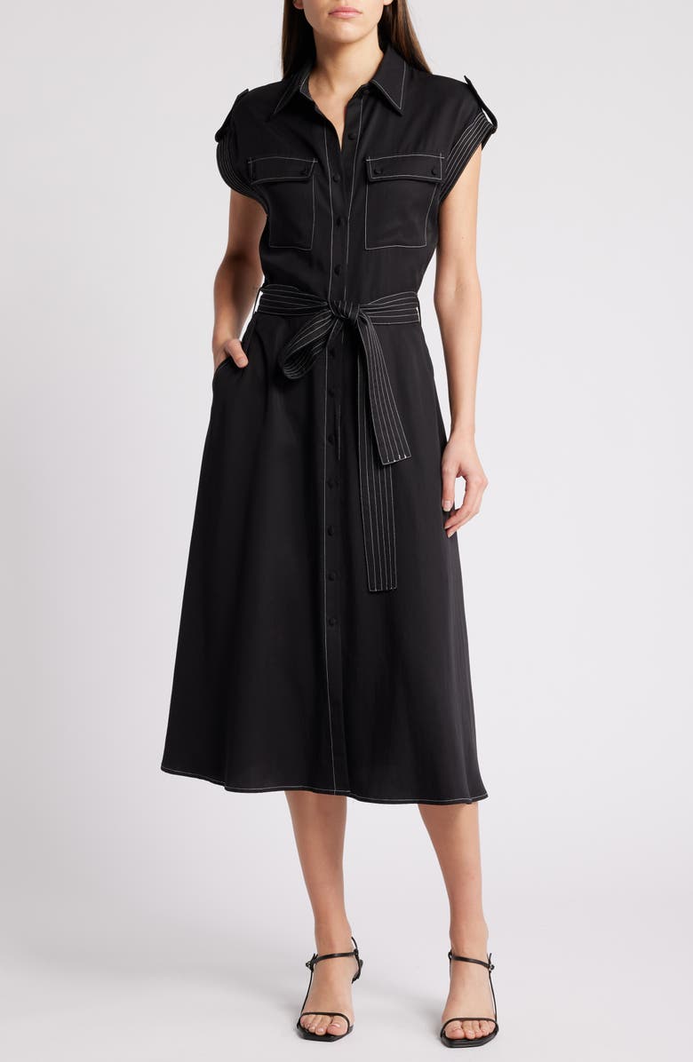 CIEBON Josette Belted Cap Sleeve Shirtdress, Main, color,