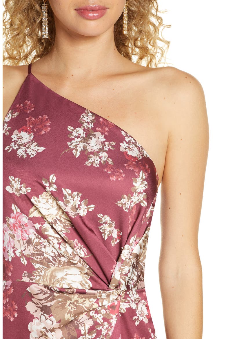 The Lainey Floral One-Shoulder Twist Gown, Alternate, color, CABERNET FLORAL