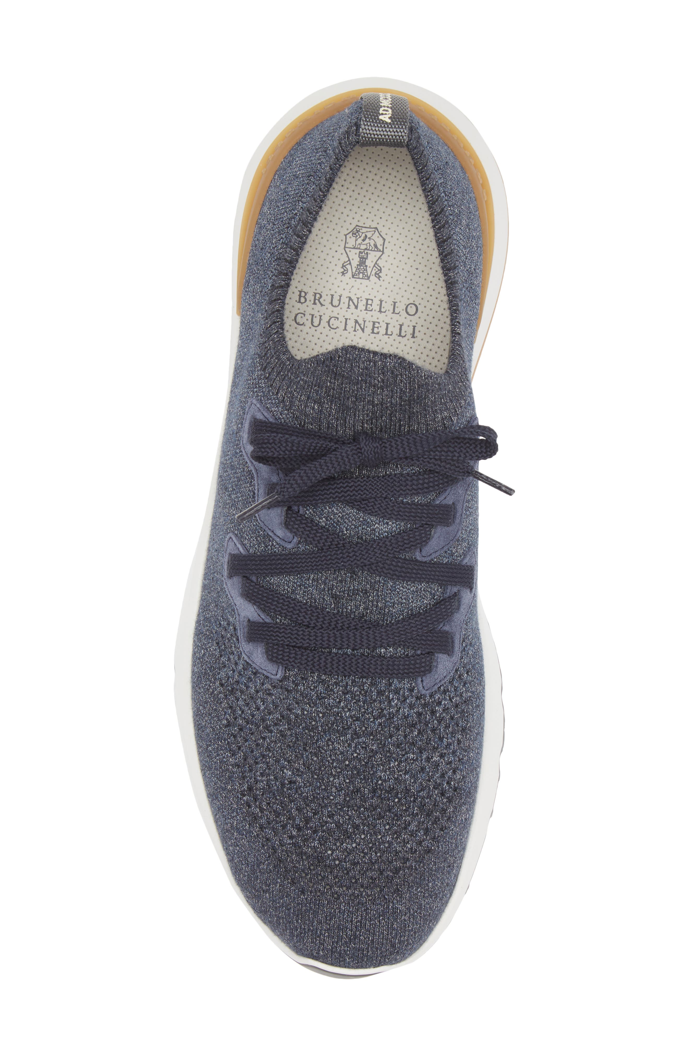 Brunello Cucinelli Mélange Knit Runner Sneaker, Alternate, color, Co250 Blue