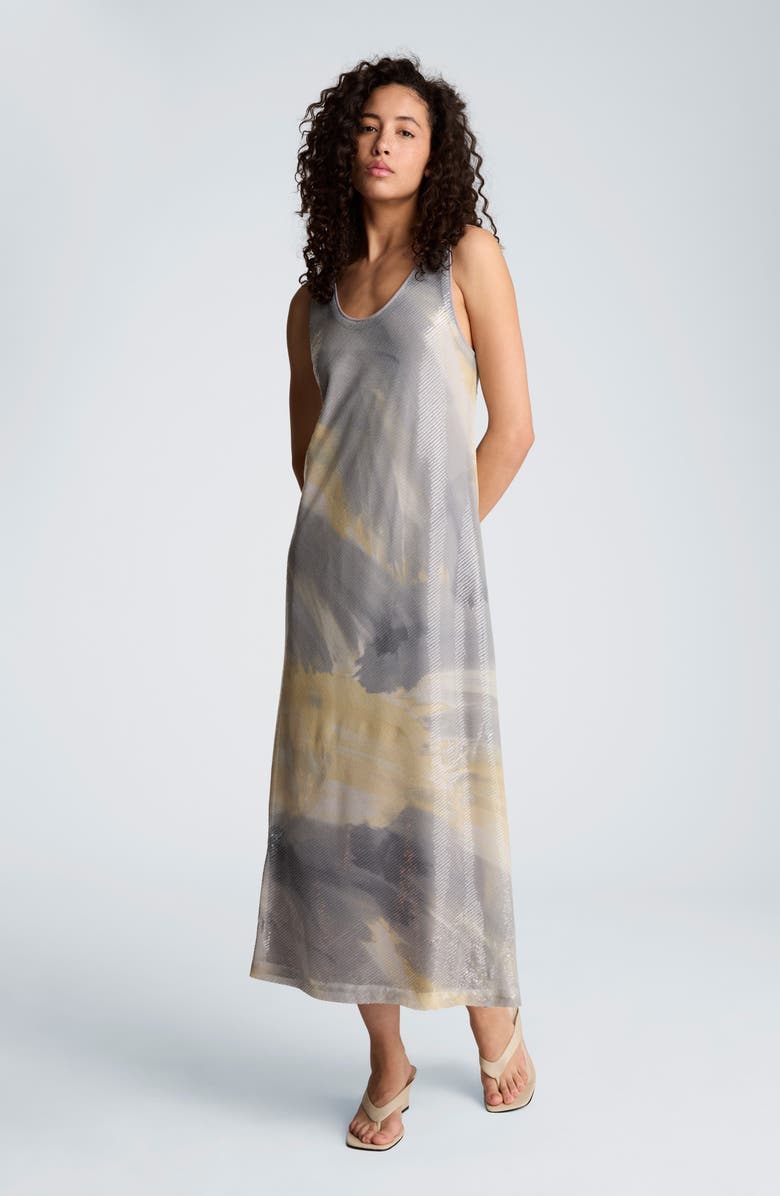 Kenneth Cole Print Sequin Sleeveless Maxi Dress, Alternate, color, 