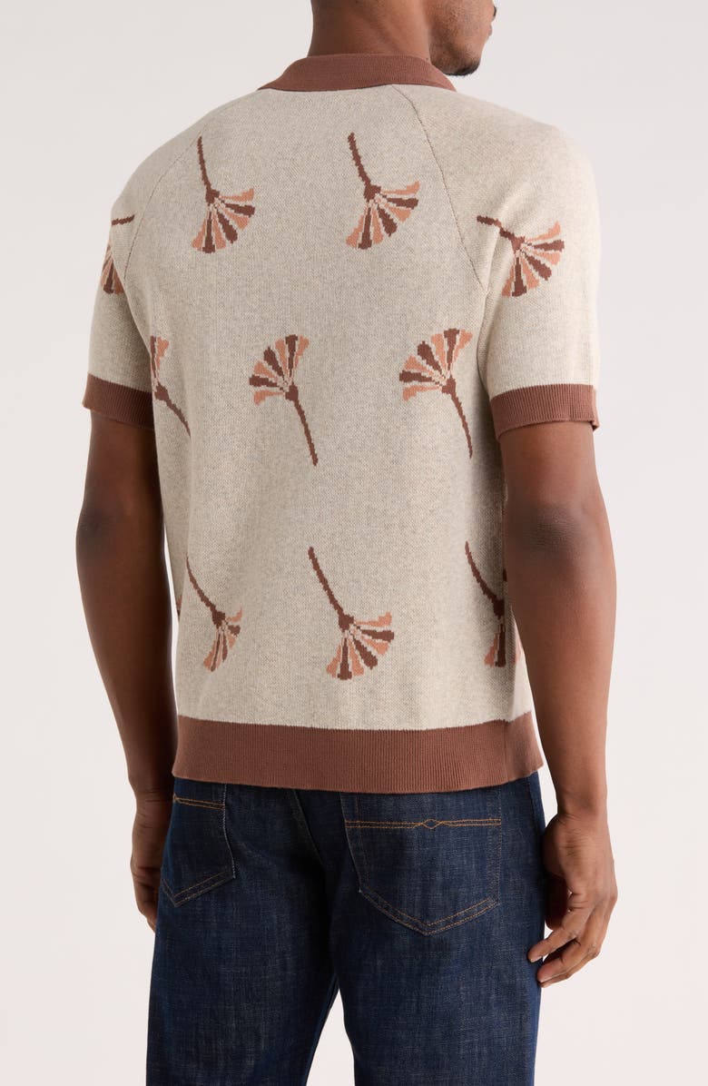 JASON WU Dandelion Raglan Sleeve Button-Up Polo Sweater, Alternate, color, Acorn/ Oat Melange