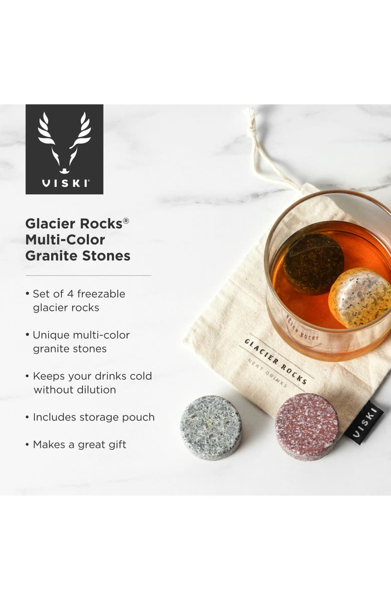 Viski Glacier Rocks Multi-Color Granite Stones Set of 4, Alternate, color, Assorted