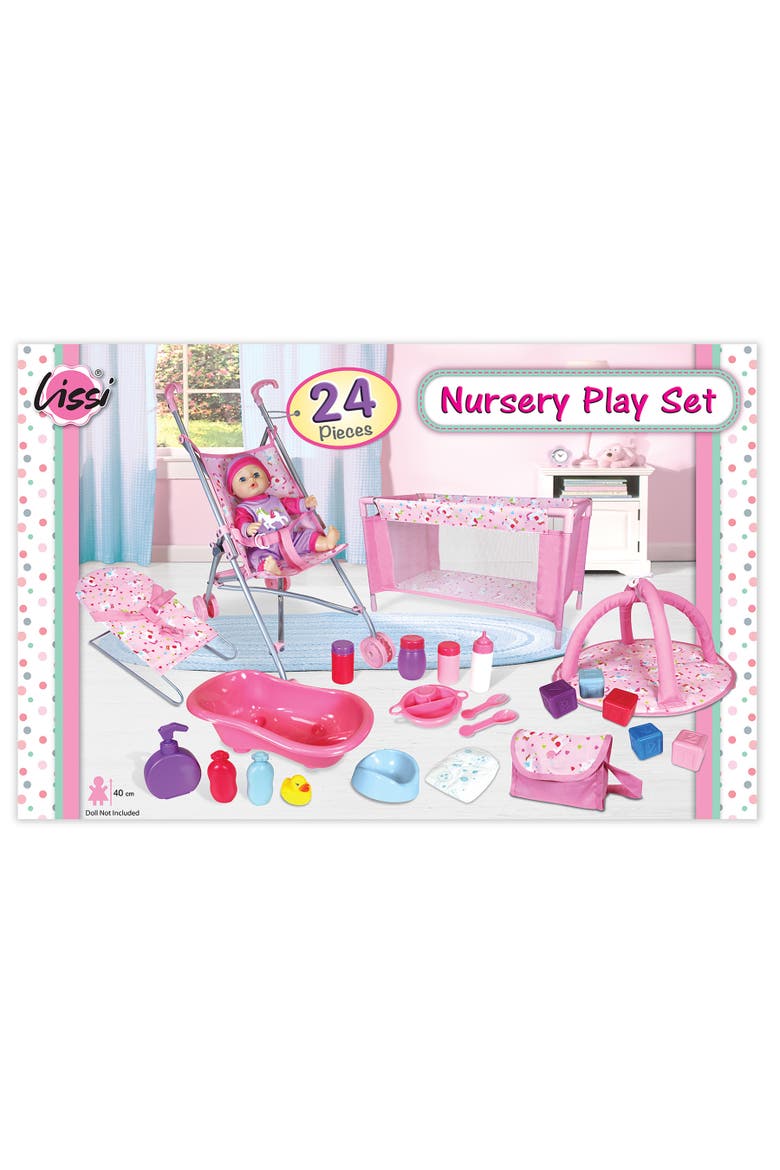 Doll Nursery 24 Piece Play Set, Pink Unicorn, Fits Up To 11 Inches, Alternate, color, Multicolored