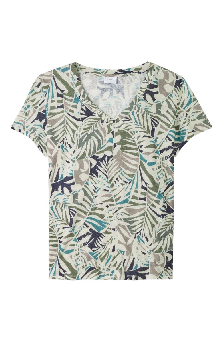 Celtic & Co. Cotton V-Neck Short Sleeve T Shirt, Alternate, color, Oatmeal Palm