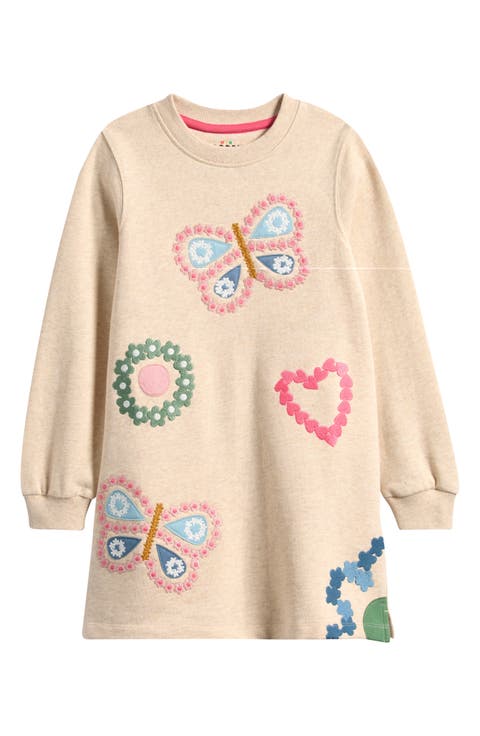 Kids' Embroidered Appliqué Sweater Dress