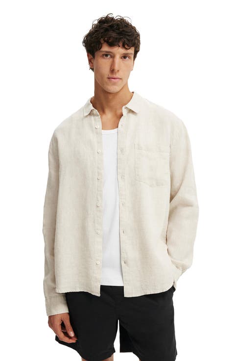 Men's Relaxed Linen Long Sleeve Shirt