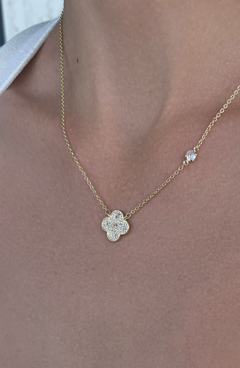 Adornia CZ Clover Pendant Necklace, Alternate, color, Gold