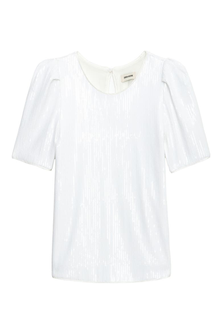 Tchao Sequin Short Sleeve Top, Alternate, color, JUDO