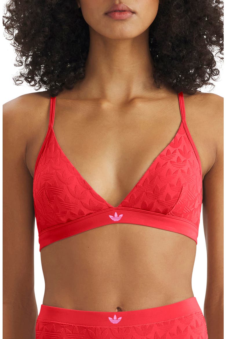 Microterrot Monogram Triangle Bralette, Main, color, BETTER SCARLETT