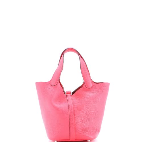 Pre-owned Hermes Hermes Picotin Lock Bag Clemence Pm In Pink