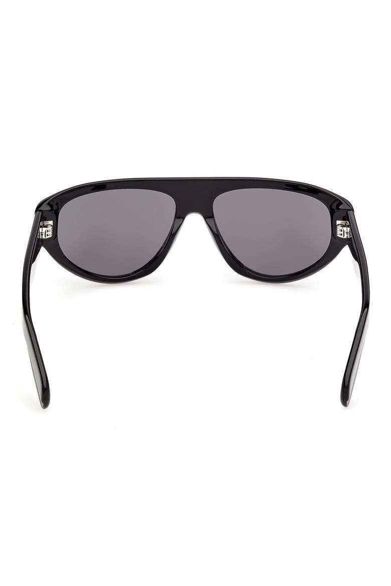 57mm Mirrored Pilot Sunglasses, Alternate, color, SHINY BLACK/ SMOKE MIRROR