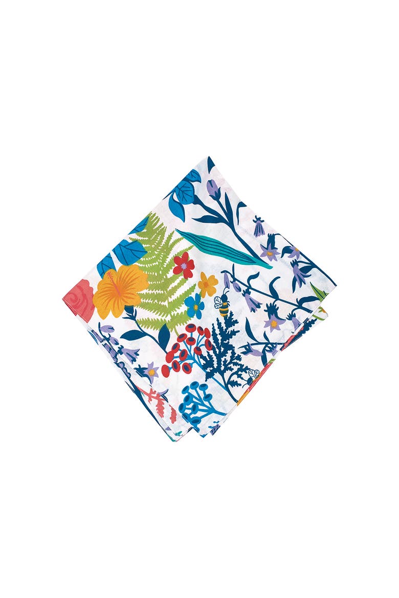 Quinn Cotton Floral Napkin Set of 4, Main, color, Blue