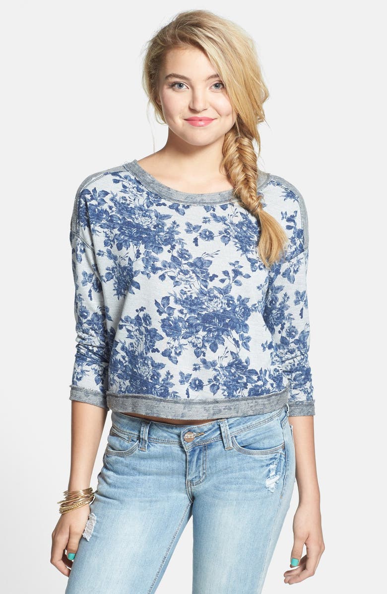 All in Favor Colorblock Floral Print Sweatshirt, Main, color,
