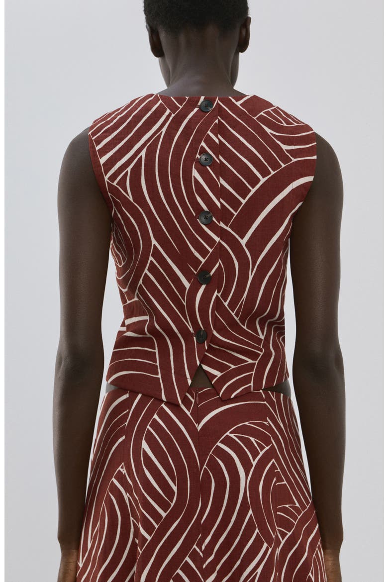 Geometric Print Crop Top, Alternate, color, MAROON