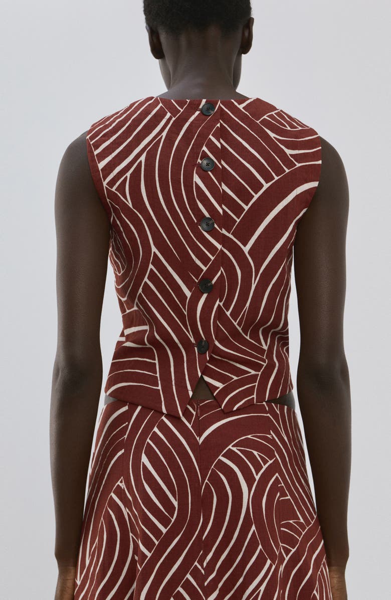 MANGO Geometric Print Crop Top, Alternate, color, Maroon