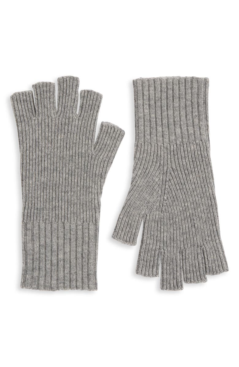 Vince Fingerless Wool & Cashmere Gloves, Main, color, Heather Grey