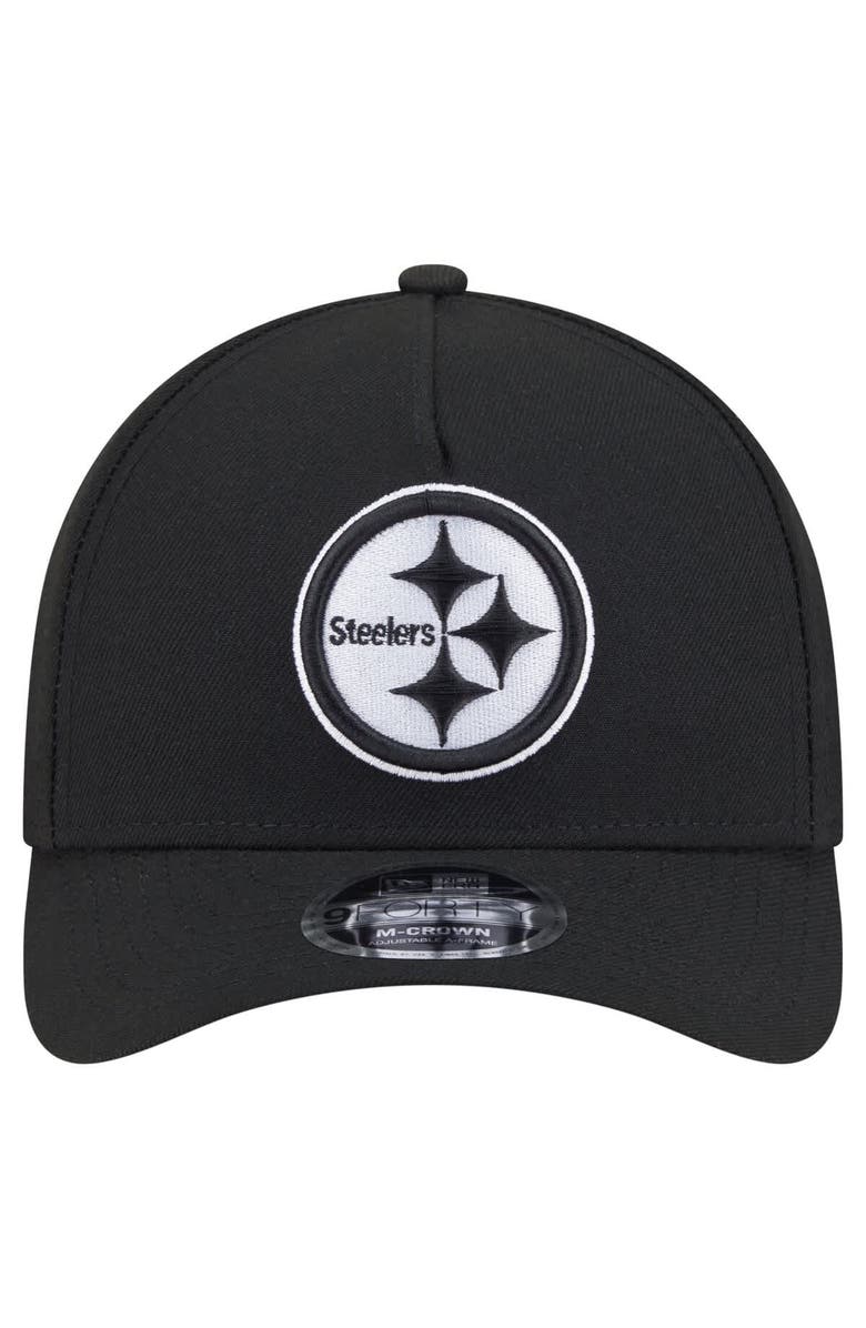 New Era Men's New Era  Black Pittsburgh Steelers Team Collection 9FORTY M-Crown A-Frame Adjustable Hat, Alternate, color, Black