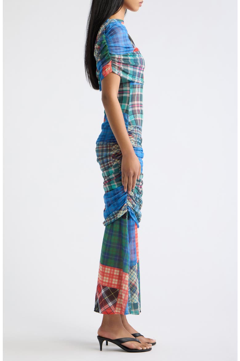 Girl from Mars Mesh Off the Shoulder Dress, Alternate, color, MIXED PLAID