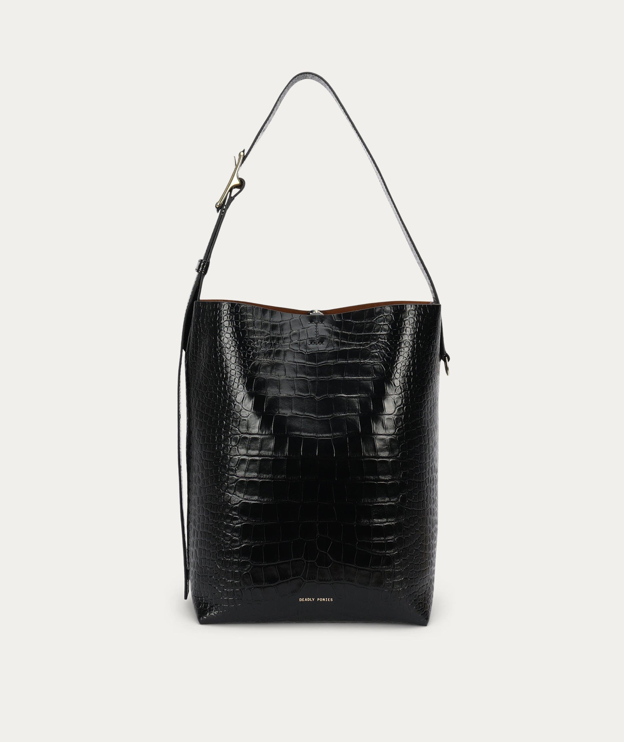 Bellboy Tote, Main, color, Black Croc