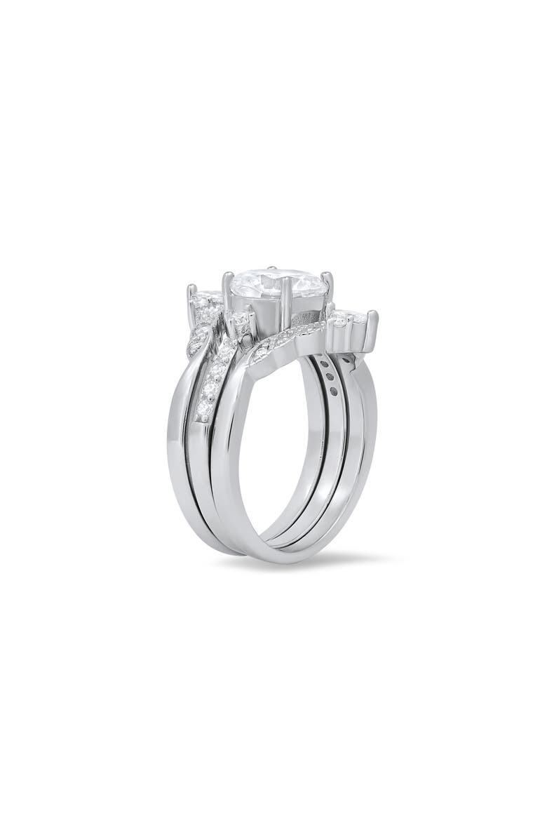 Queen Jewels Sterling Silver 3-Piece Stacked CZ Ring Set, Alternate, color, Silver