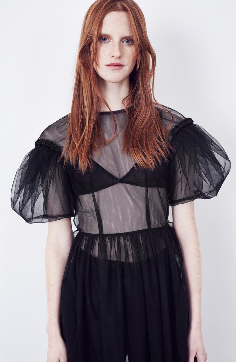 Simone Rocha Tulle Apron Midi Dress, Alternate, color,