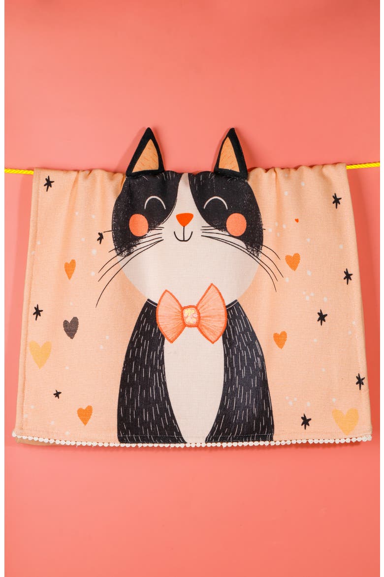 Cool Cats Set of 3 Cotton Kitchen Towels, Alternate, color, BLUE/ YELLOW/ BLACK