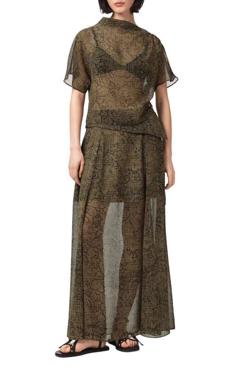 Sali Sheer Maxi Skirt, Alternate, color, SIRIUS GOLD BLACK