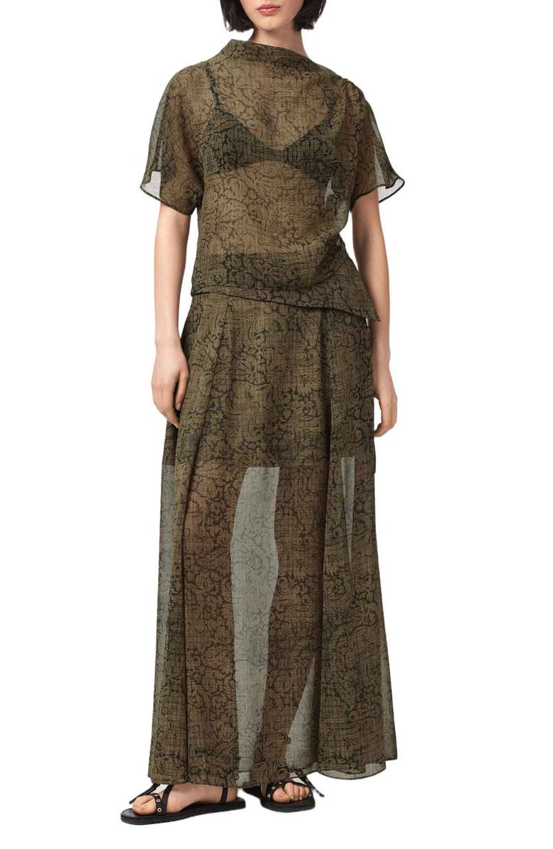 AllSaints Sali Sheer Maxi Skirt, Alternate, color, 