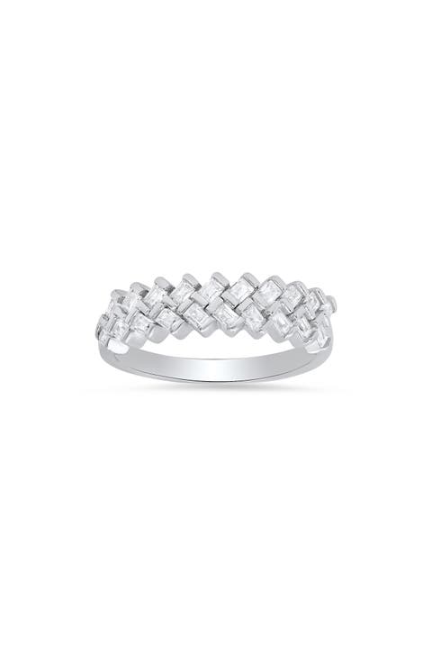 Sterling Silver CZ Weave Ring