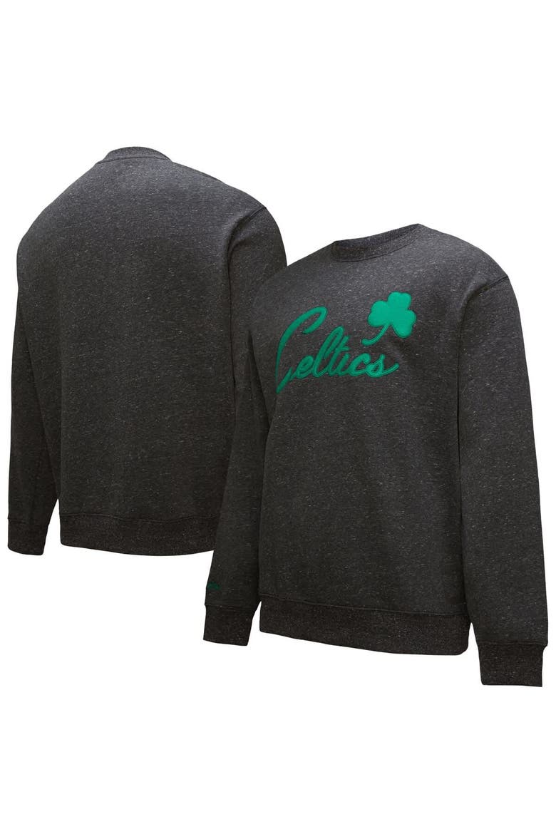 Men's Black Boston Celtics Hardwood Classics Blackout Collection Snow Washed Pullover Sweatshirt, Main, color, Black