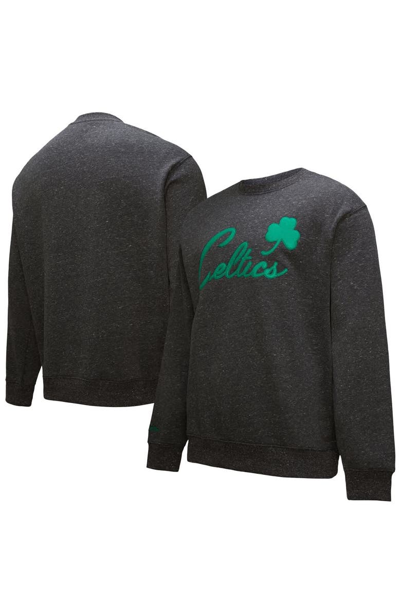 Mitchell & Ness Men's Black Boston Celtics Hardwood Classics Blackout Collection Snow Washed Pullover Sweatshirt, Main, color, Black