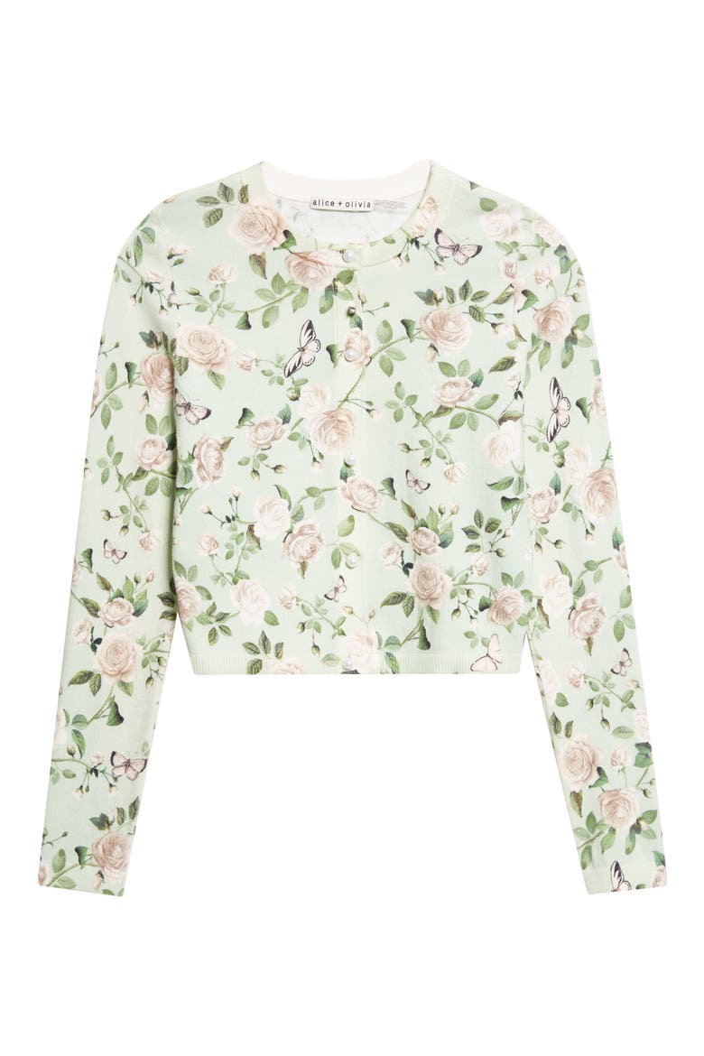 Carson Floral Cotton Blend Cardigan, Alternate, color, GARDEN GOSSIP LIGHT SAGE
