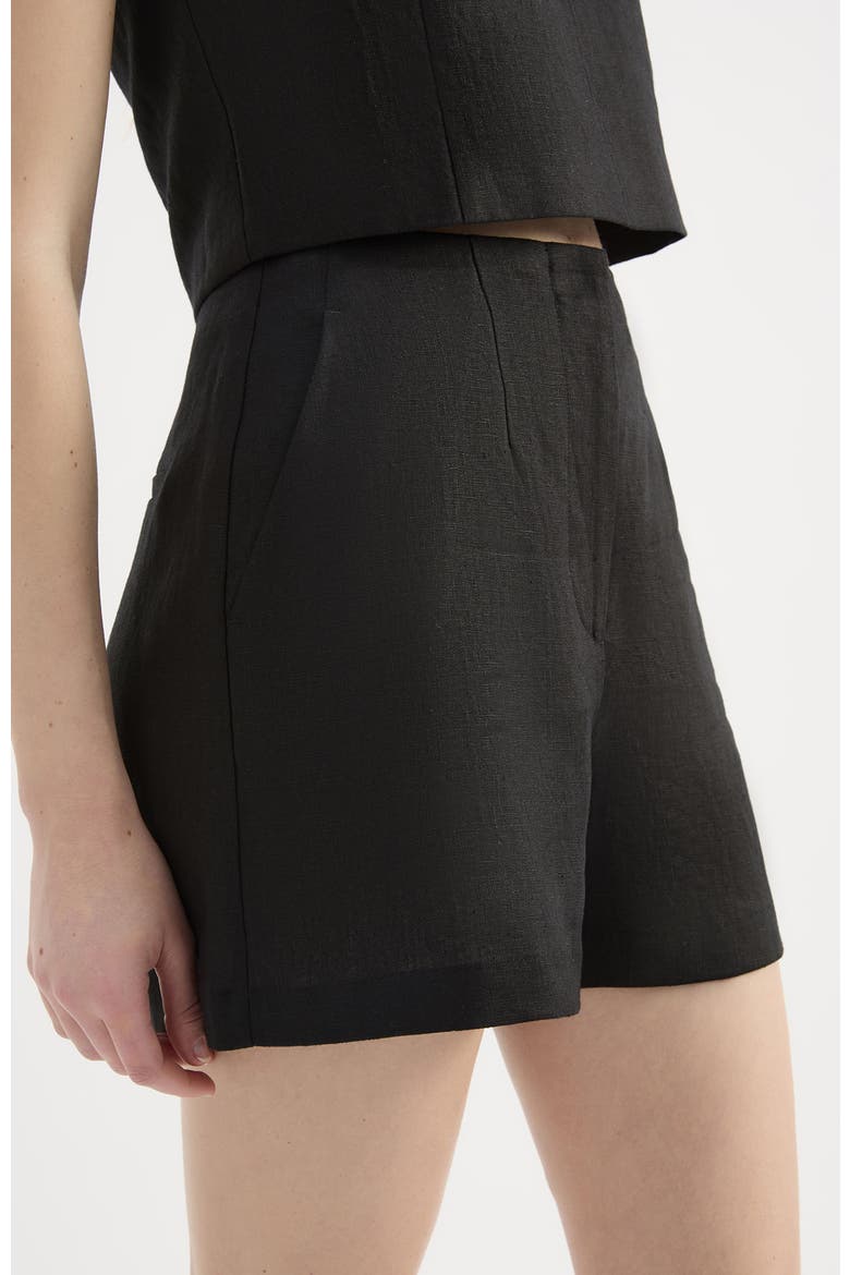 Marli Linen Short, Alternate, color, Black