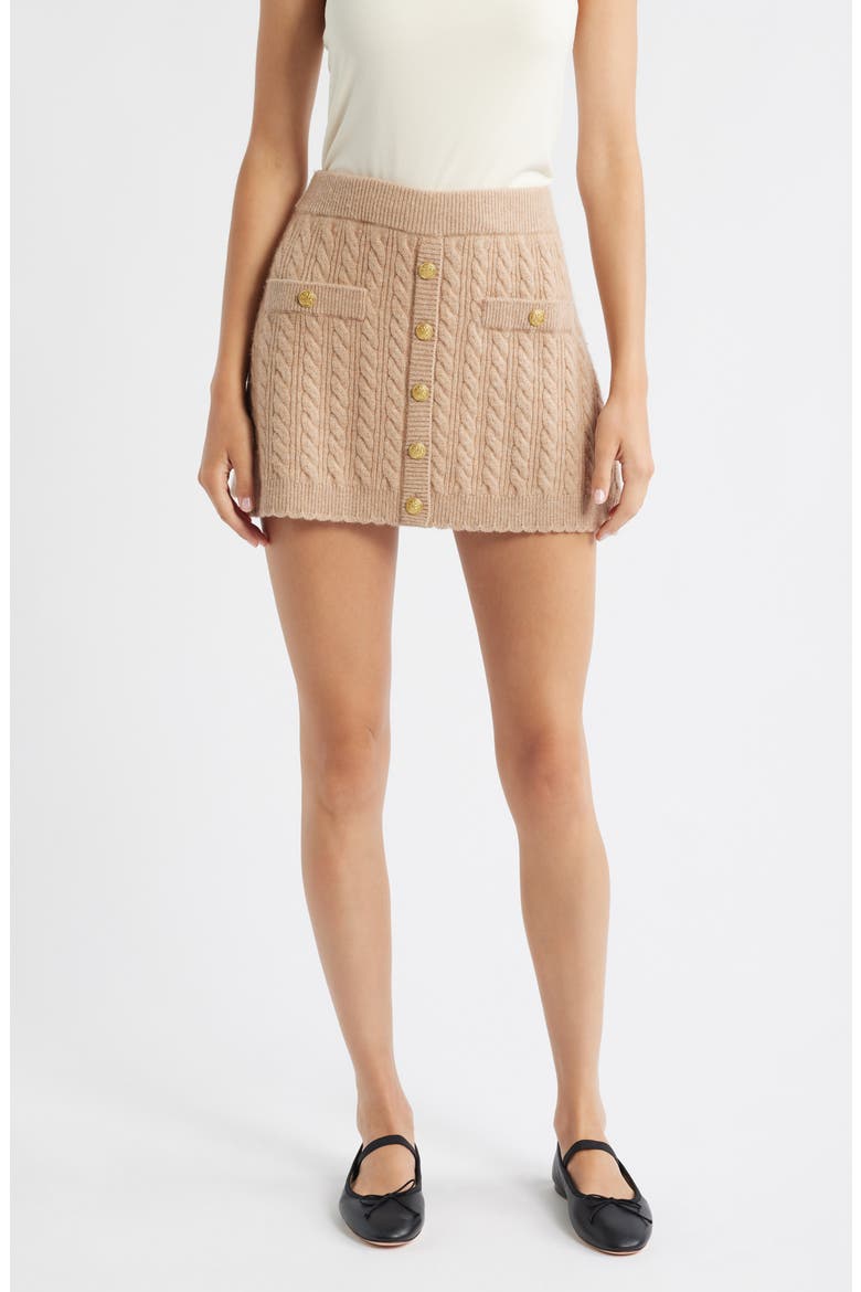 Berritt Cashmere & Wool Miniskirt, Main, color, CAMEL MELANGE