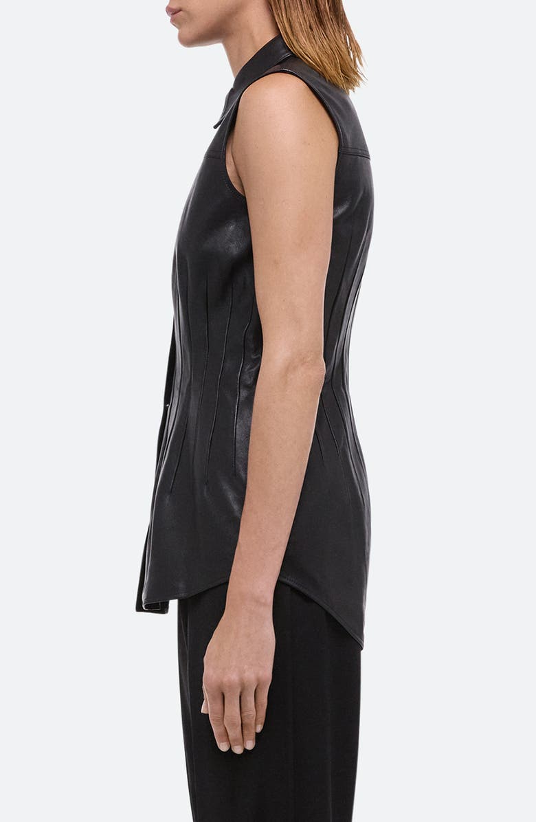 Helmut Lang Le Darted Sleeveless Leather Shirt, Alternate, color,