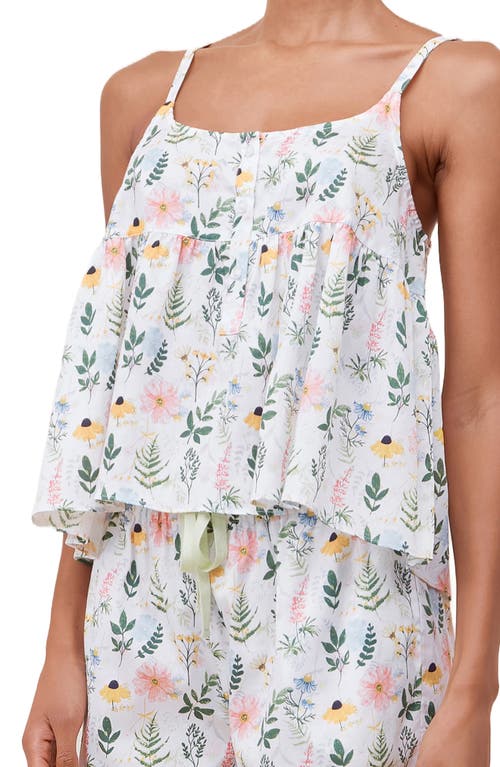 Papinelle Delphine Floral Cotton Sateen Short Pajamas In White