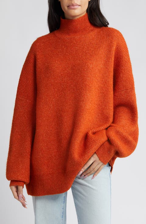 Funnel Neck Rib Sweater